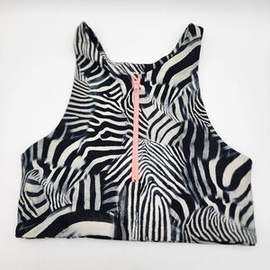 Betsey Johnson Zebra Print Sports Bra with Pink Accent